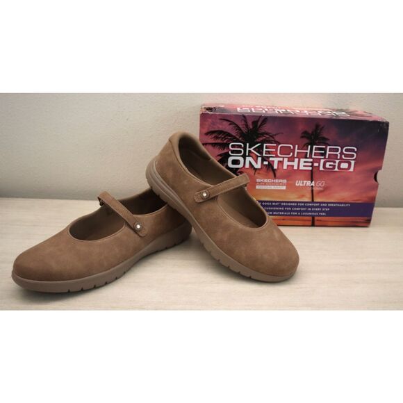 Skechers 138341 Womens Sz 9.5 Mocha Brown On The Go Flex Whisper Mary Jane Shoes - Picture 1 of 13